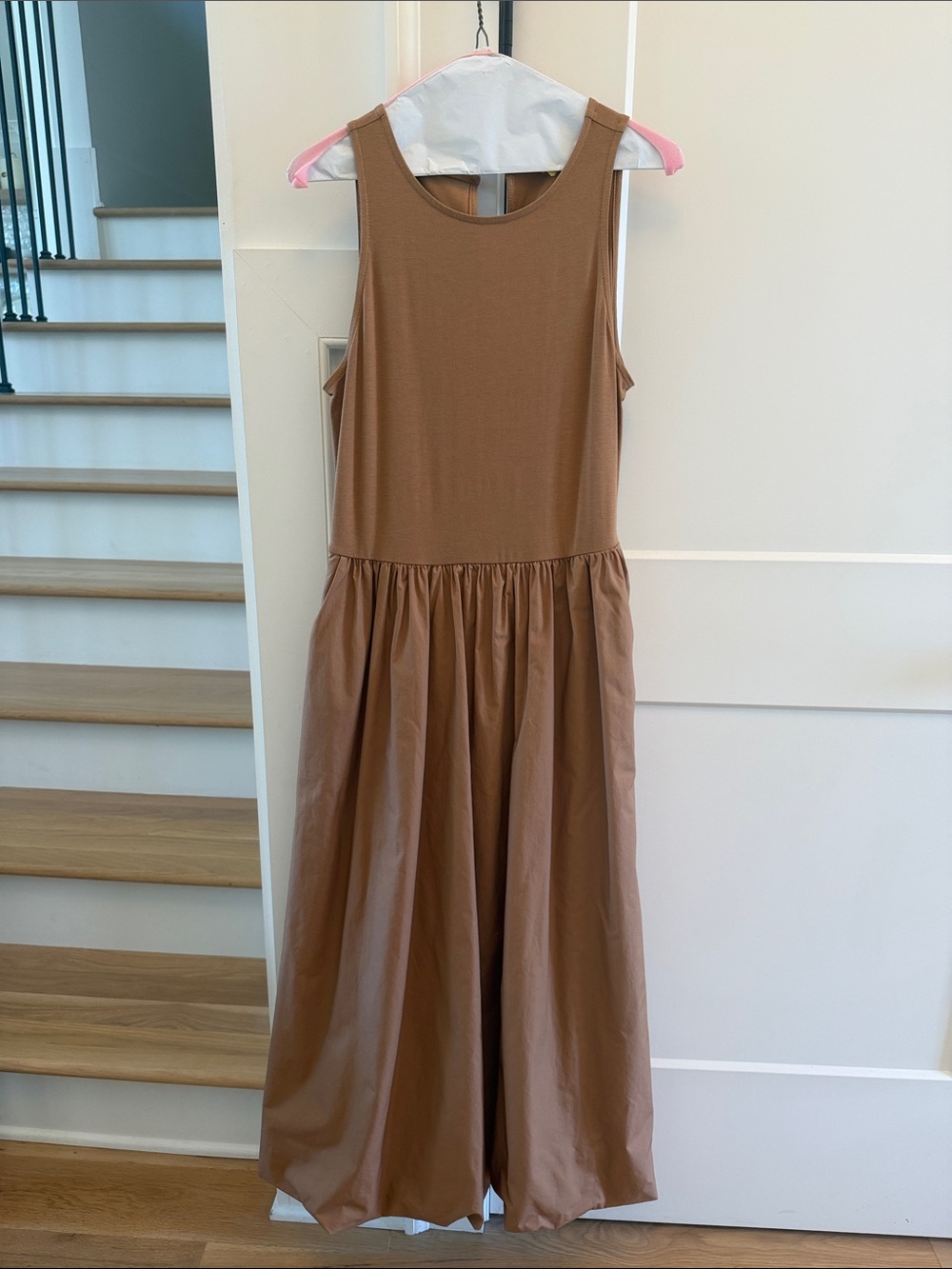 LOFT Sleeveless Midi Dress in Warm Taupe